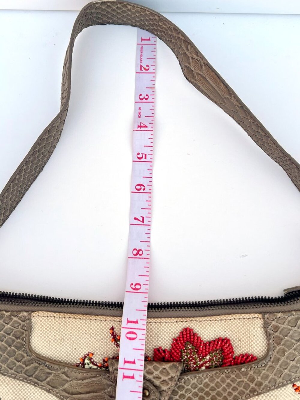 Just Cavalli Y2K Boho Beaded Canvas Shoulder Baguette Bag Dustbag - Picture 13 of 14